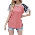thumbnail image 1 of Gvmfive Women Short Sleeve Camo Print Tops Colorblock Round Neck Pullover T-shirt, 1 of 5