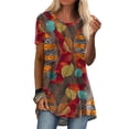 thumbnail image 1 of Gvmfive Women Short Sleeve Round Neck Printed Casual Tunic T-Shirt, 1 of 5