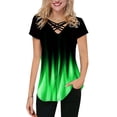 thumbnail image 1 of Gvmfive Women Short Sleeve Tops Gradient Print V Neck Tunic Blouse T-shirt, 1 of 5