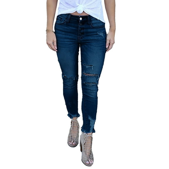 Gvmfive Women Skinny Jeans Ripped Stretch Denim Pants