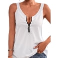 thumbnail image 1 of Gvmfive Women Solid Color Sleeveless Tank Tops Casual V Neck Zipper Vest Blouse, 1 of 3