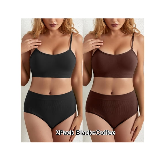 Gvmfive Women Sports Bras Set Seamless Bra Panty Active Underwear Set