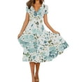 thumbnail image 1 of Gvmfive Women Summer Boho Floral Dress Short Sleeve Casual Midi Sundress, 1 of 4