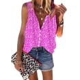 thumbnail image 1 of Gvmfive Women Summer Boho Floral Print T Shirt Sleeveless Button Down Tank Tops Blouse, 1 of 2
