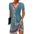 thumbnail image 1 of Gvmfive Women Summer Boho Printed T-shirt Dress Short Sleeve Casual Loose Dress, 1 of 4