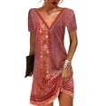 thumbnail image 1 of Gvmfive Women Summer Boho Printed T-shirt Dress Short Sleeve Casual Loose Dress, 1 of 4