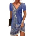 thumbnail image 1 of Gvmfive Women Summer Boho Printed T-shirt Dress Short Sleeve Casual Loose Dress, 1 of 4
