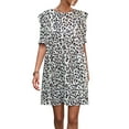 thumbnail image 1 of Gvmfive Women Summer Leopard Print Short Sleeve Ruffled Mini Dress, 1 of 4
