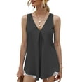 thumbnail image 1 of Gvmfive Women Summer V Neck Pleated Swing Tank Tops Loose Sleeveless Tunic T-Shirt Blouse, 1 of 2