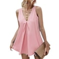 thumbnail image 1 of Gvmfive Women Summer V Neck Pleated Swing Tank Tops Loose Sleeveless Tunic T-Shirt Blouse, 1 of 2
