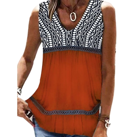 Gvmfive Women Tank Tops Bohemain Summer Sleeveless Tunic Shirt