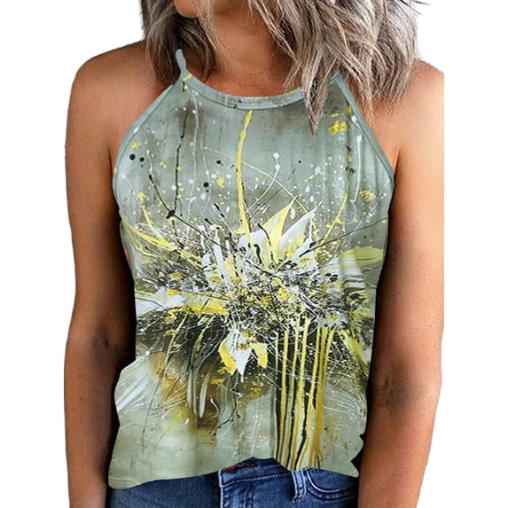 Gvmfive Women Tank Tops Summer Sleeveless Gradient Color T-shirt Blouse