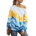 thumbnail image 1 of Gvmfive Women Tie Dye Print T-shirt Long Sleeve Round Neck Casual Loose Top, 1 of 5