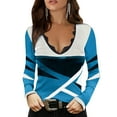 thumbnail image 1 of Gvmfive Women V Neck Long Sleeve Lace T-Shirt Tops Slim Fit Printed Blouse, 1 of 4
