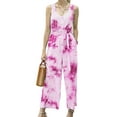 thumbnail image 1 of Gvmfive Women V Neck Sleeveless Jumpsuit Tie Dye Print Button Up Loose Playsuit Pants, 1 of 3