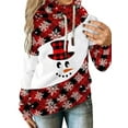 thumbnail image 1 of Gvmfive Women's Christmas Print Plaid Stitching Drawstring Hooded Long Sleeve Casual Hoodie, 1 of 4
