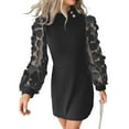 thumbnail image 1 of Gvmfive Women's Elegant Sheer Long Sleeve Cocktail Party Ball Gown Mini Dress, 1 of 4