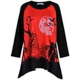 thumbnail image 1 of Gvmfive Women's Halloween Jack O'Lantern Print T-Shirt Pumpkin Cute Spooky Long Sleeve Casual Tops, 1 of 4
