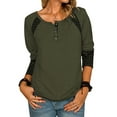thumbnail image 1 of Gvmfive Women's Long Sleeve Button Henley Patchwork Casual Shirt, 1 of 3