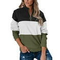 thumbnail image 1 of Gvmfive Women's Long Sleeve Lapel Zipper Sweatshirt Color Block Pullover Casual Tops, 1 of 4