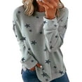 thumbnail image 1 of Gvmfive Women's Long Sleeve Round Neck Color Block Pullover T Shirt Top, 1 of 3