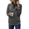 thumbnail image 1 of Gvmfive Women's Mock Neck Long Sleeve Button Loose Pullover Sweatshirt, 1 of 8