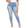 thumbnail image 1 of Gvmfive Women's Plus Size Stretch Ripped Distressed Skinny Jeans, 1 of 6
