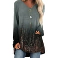 thumbnail image 1 of Gvmfive Women's V-Neck Long Sleeve Casual Gradient Print Loose Pullover Tops, 1 of 5