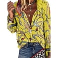 thumbnail image 1 of Gvmfive Women's V Neck Long Sleeve Shirt Printed Button Down Blouse Top, 1 of 2
