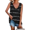 thumbnail image 1 of Gvmfive Women's V Neck T Shirts Striped Tank Tops with Pocket S-2XL, 1 of 4