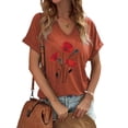 thumbnail image 1 of Gvmfive Womens Casual Short Sleeve T-shirt V Neck Floral Print Tunic Pullover Tops, 1 of 4