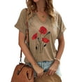 thumbnail image 1 of Gvmfive Womens Casual Short Sleeve T-shirt V Neck Floral Print Tunic Pullover Tops, 1 of 4