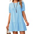 thumbnail image 1 of Gvmfive Womens Cotton Linen Casual T-shirt Dress Short Sleeve Ruufled Dress, 1 of 4