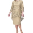 thumbnail image 1 of Gvmfive Womens Plus Size Dresses 3/4 Sleeve Lace Asymmetrical Dress+Solid Midi Dress 2 Piece Dress Set, 1 of 4