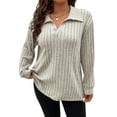 thumbnail image 1 of Gvmfive Womens Plus Size Long Sleeve Lapel Neck Solid Color Blouse Shirt, 1 of 5