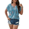 thumbnail image 1 of Gvmfive Womens Plus Size Short Sleeve Printed Round Neck Tops Blouse, 1 of 4