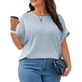 thumbnail image 1 of Gvmfive Womens Plus Size Tops Solid Color Short Sleeve Casual Loose Blouse, 1 of 5