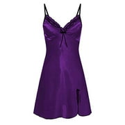 GVMFIVE Womens Sexy Lingerie Sleepwear Chemise Satin Slip Silk Nightgown