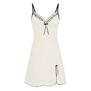 GVMFIVE Womens Sexy Lingerie Sleepwear Chemise Satin Slip Silk Nightgown