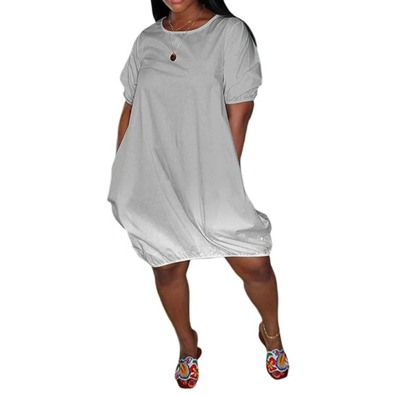 Gvmfive Womens Summer Casual Short Sleeve Gradient Loose Dress Plus Size