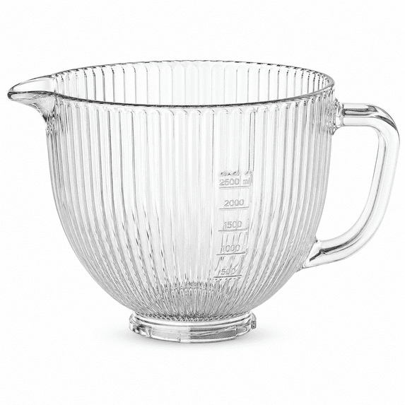 GVODE 5 Quart Glass Mixing Bowl for KitchenAid Tilt-Head Stand Mixers with Handle & Pour Spout