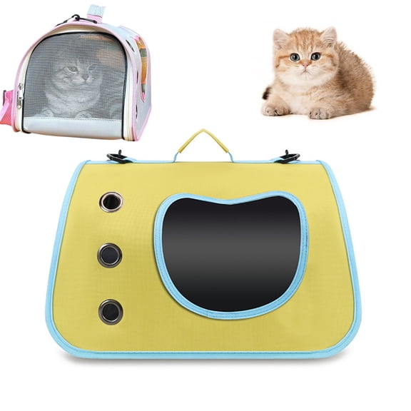 GvuoFny Foldable Cat Carrier Backpack, Airline Approved, Breathable Mesh Window Pet Travel Bag for Small Cats Dogs up to 15 lbs