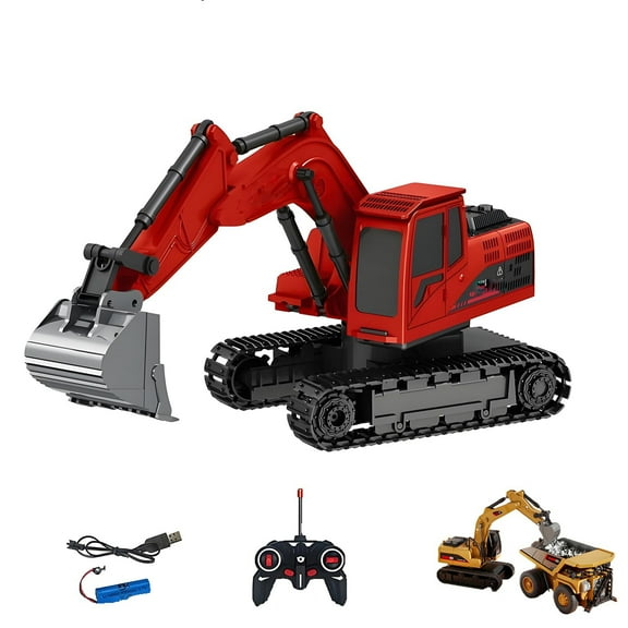 GvuoFny Mini Excavator Toy Remote Control, 1:64 Premium Alloy Mini RC Construction Set with Bulldozer, Excavator & Dump Truck
