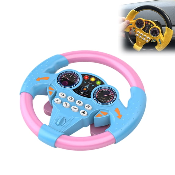 GvuoFny Toddler Steering Wheel Toy for Car Seat, Pretend Driving Steering Wheel with Lights & Sounds, Suction Cup Steering Wheel Toy