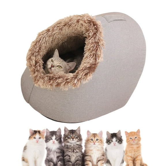 GvuoFny Winter Warm Pet Cave Bed, 2026 New Soft Plush Cozy Indoor Nest for Cats and Small Dogs, Removable Cushion Warming Pets