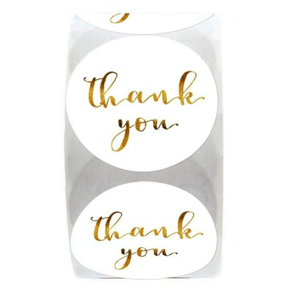 Gvyyzp 500pcs Stickers/Roll Gold Thank You Stickers Foil Decorative Adhesive Gift Envelope Labels Stickers