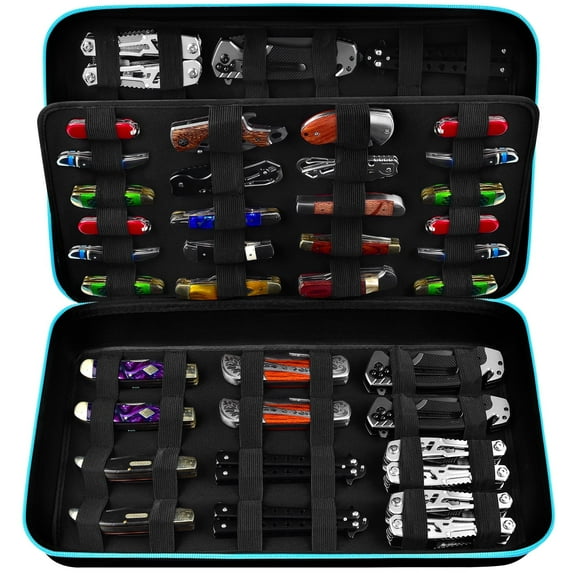 Fleurvie Knife Display Case for 64+ Camping Folding Knife & Butterfly Knives (Box Only)