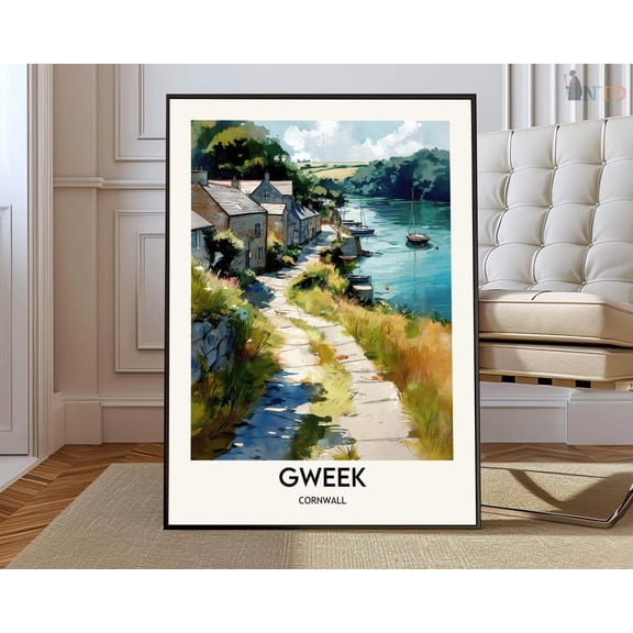 Gweek England City Map Landmark Wall Art Travel Photo Print, Unframed Paper Poster 8x10in
