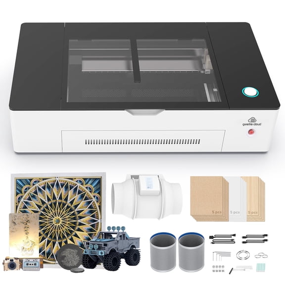 Gweike Cloud Basic II Laser Engraver & Cutting Machine, 50W Output Power Laser Cutter Support LightBurn, Higher Accuracy DIY Laser Engraving Machine for Wood, Metal, Acrylic, Leather