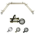 thumbnail image 1 of Gwen 13/16" Double Bay Window curtain rod Adjustable 20"-36", 38"-72" - Antique Brass,(ABay-62-4D), 1 of 4